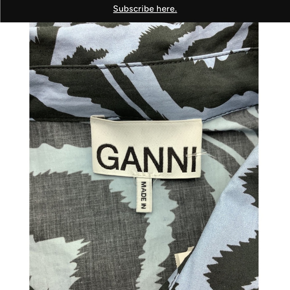 Ganni Blue Black Zebra Animal Print Puff Sleeve Mini Dress Size Small - Picture 9 of 11